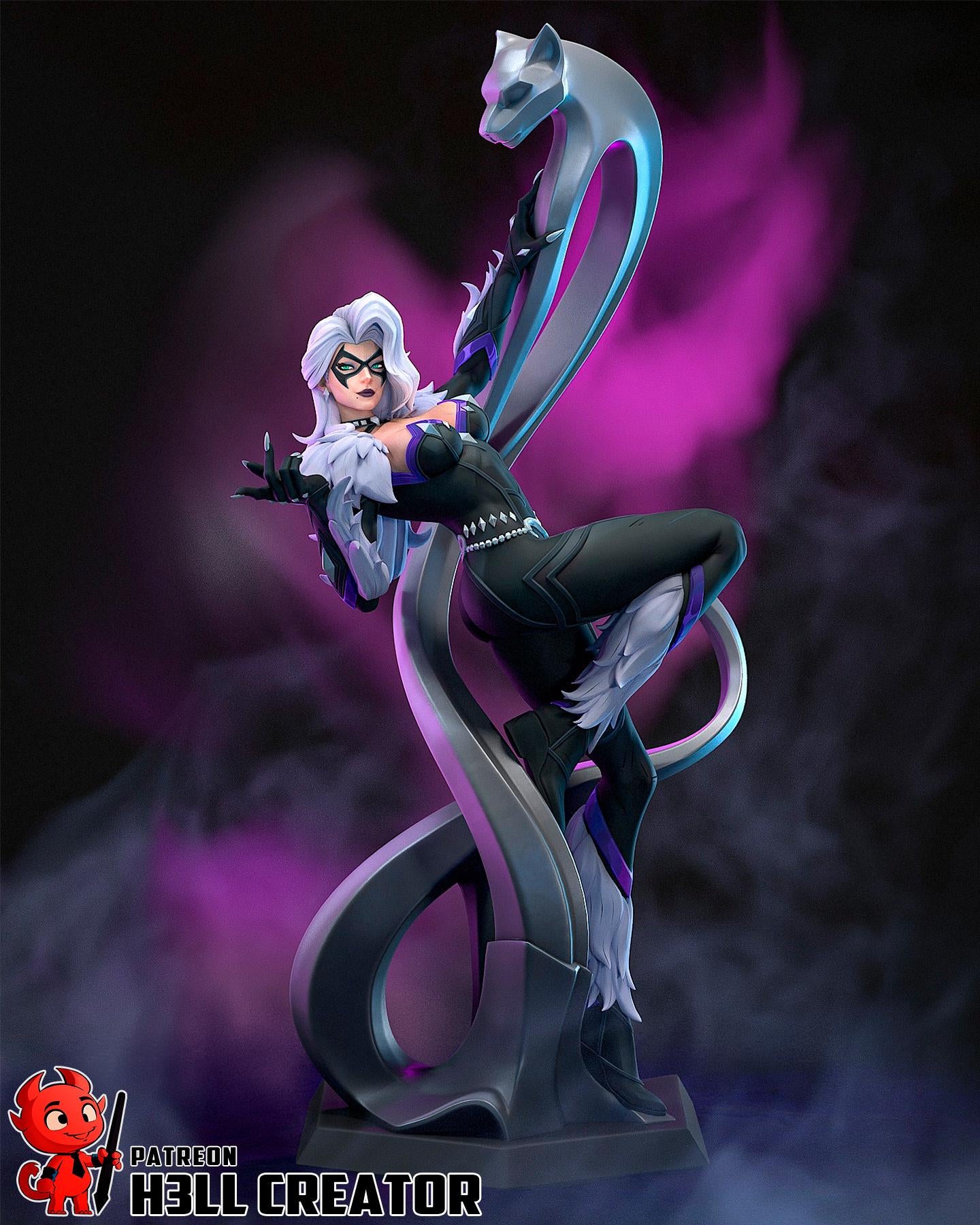 Black Cat Statue 1:10 Scale | 16K Ultra Detail Resin Figure | Marvel Rivals Fan Art Spider-Verse Collectible