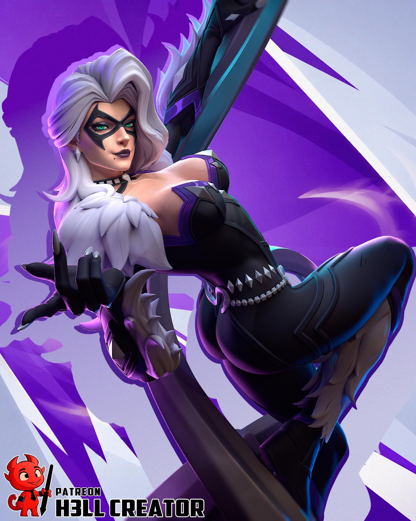Black Cat Statue 1:10 Scale | 16K Ultra Detail Resin Figure | Marvel Rivals Fan Art Spider-Verse Collectible