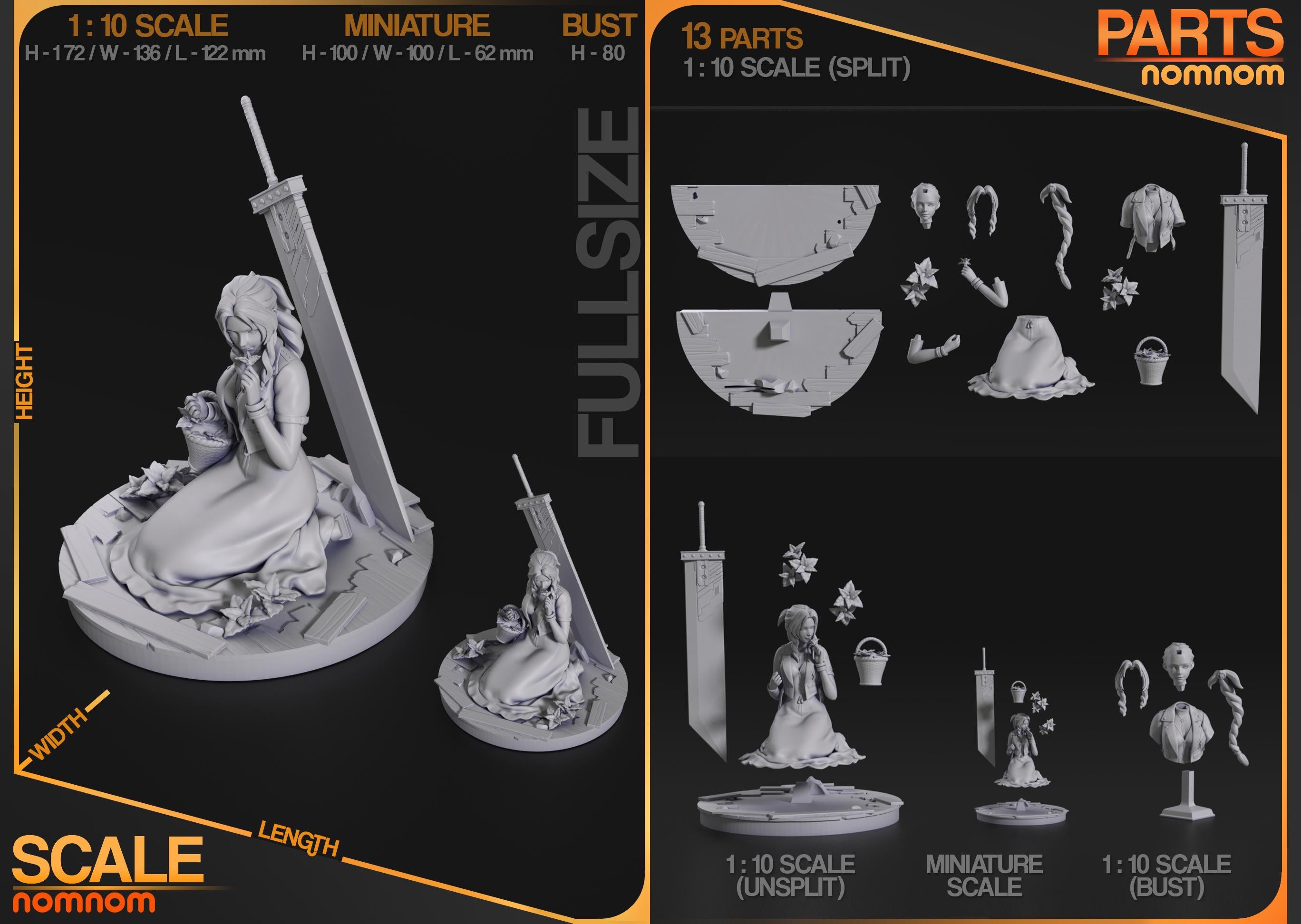 Aerith Gainsborough Statue | Final Fantasy VII Resin Model | 1:10 Scale or Miniature
