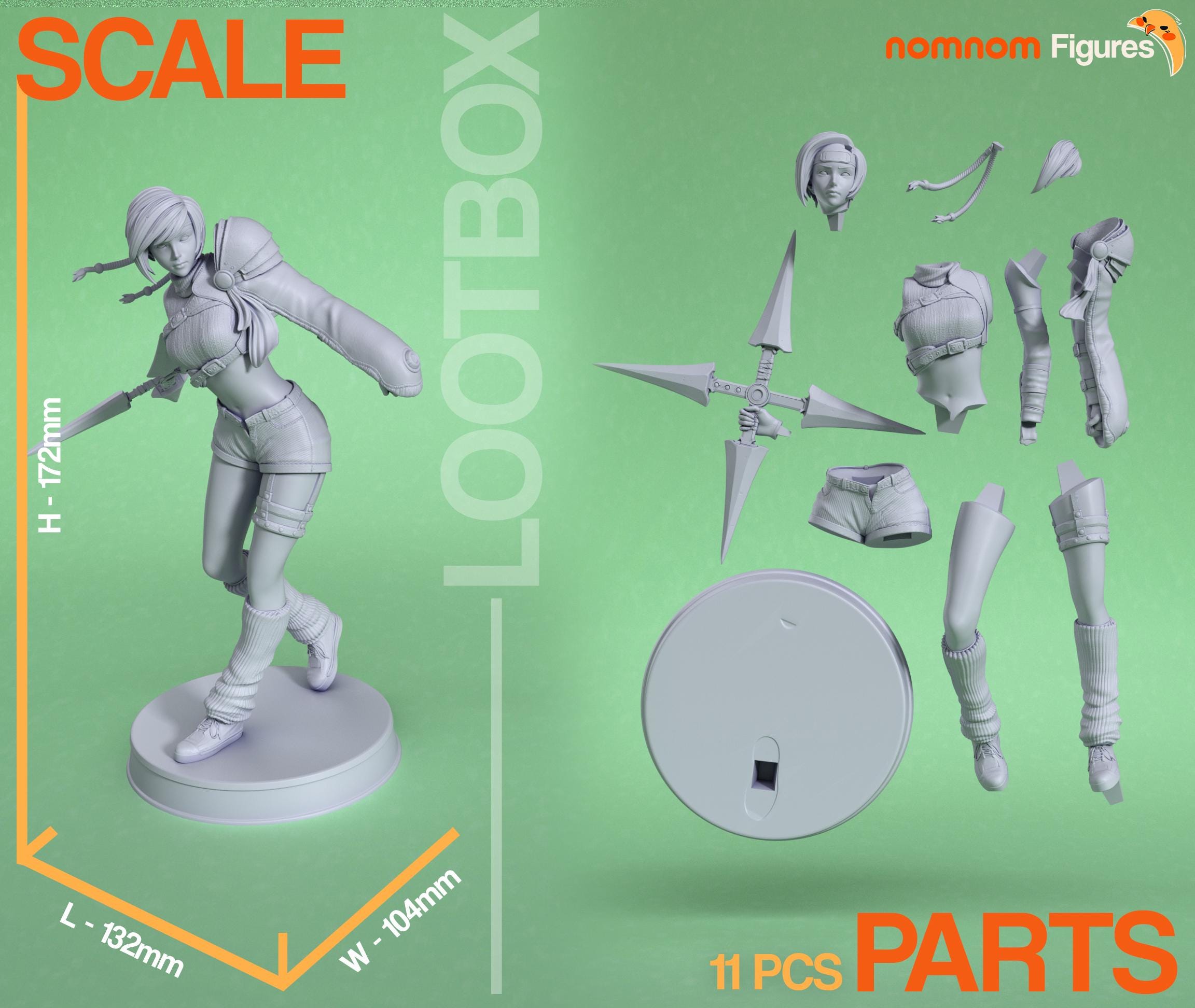 Yuffie Kisaragi Statue | Final Fantasy VII Resin Model | 3D Printed Figure | BillyBonesEmporium