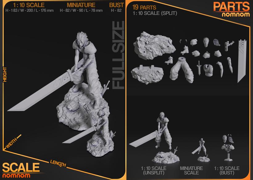 Zack Fair Statue | Final Fantasy VII Resin Model | 19-Part Kit, Battle Pose