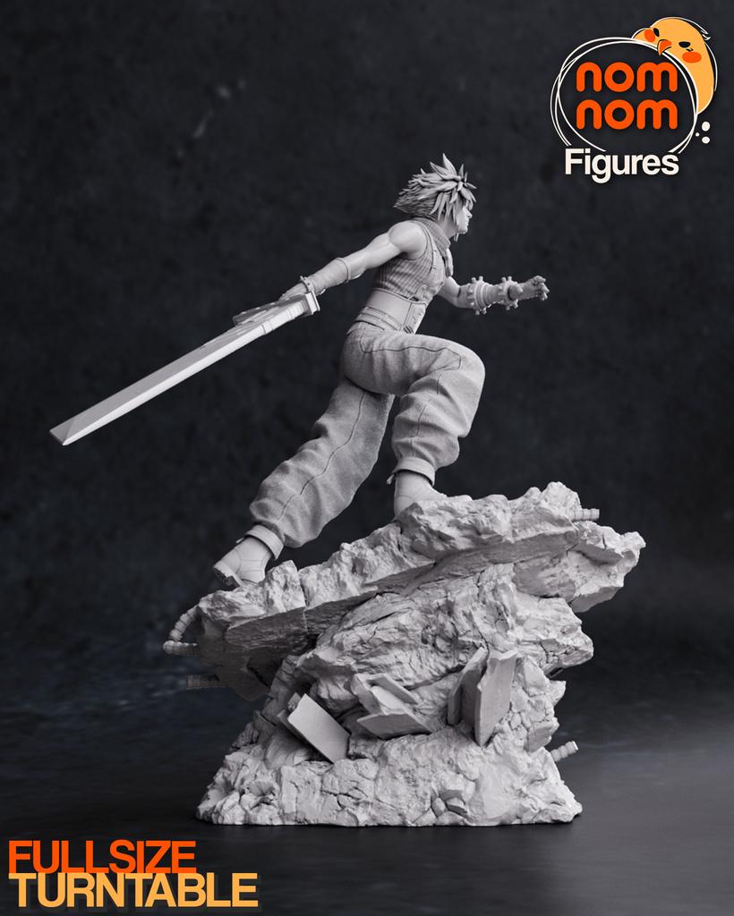 Cloud Strife Resin Statue – Final Fantasy VII Fan Art Collectible Display Piece