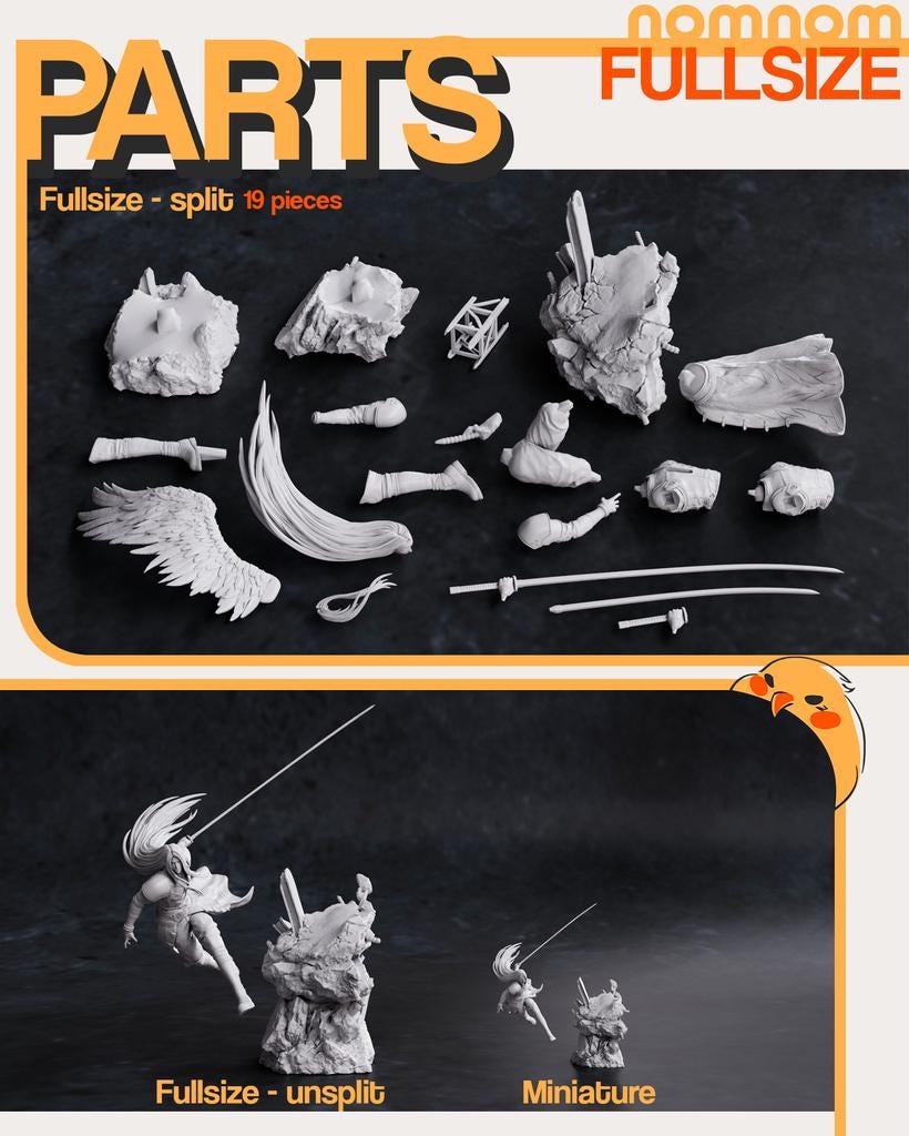 Sephiroth Resin Statue - Final Fantasy VII Fan Art Collectible - Modular 3D Printed Display Piece