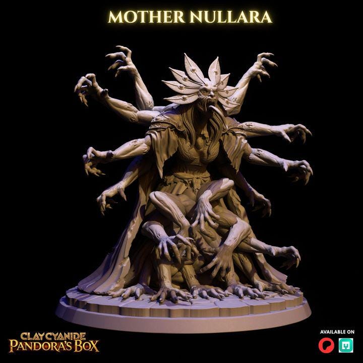 Mother Nullara Miniature by Clay Cyanide | Grimdark Horror Boss Mini 32mm 75mm Scale | TTRPG Tabletop Resin Monster Unpainted
