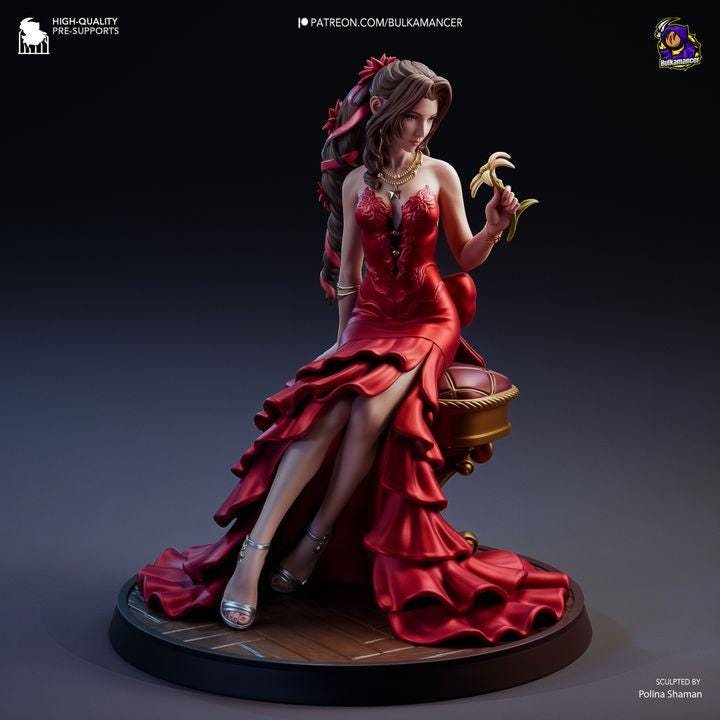 Aerith Gainsborough Statue Kit | Final Fantasy Flower Peddler Resin Model (177mm)