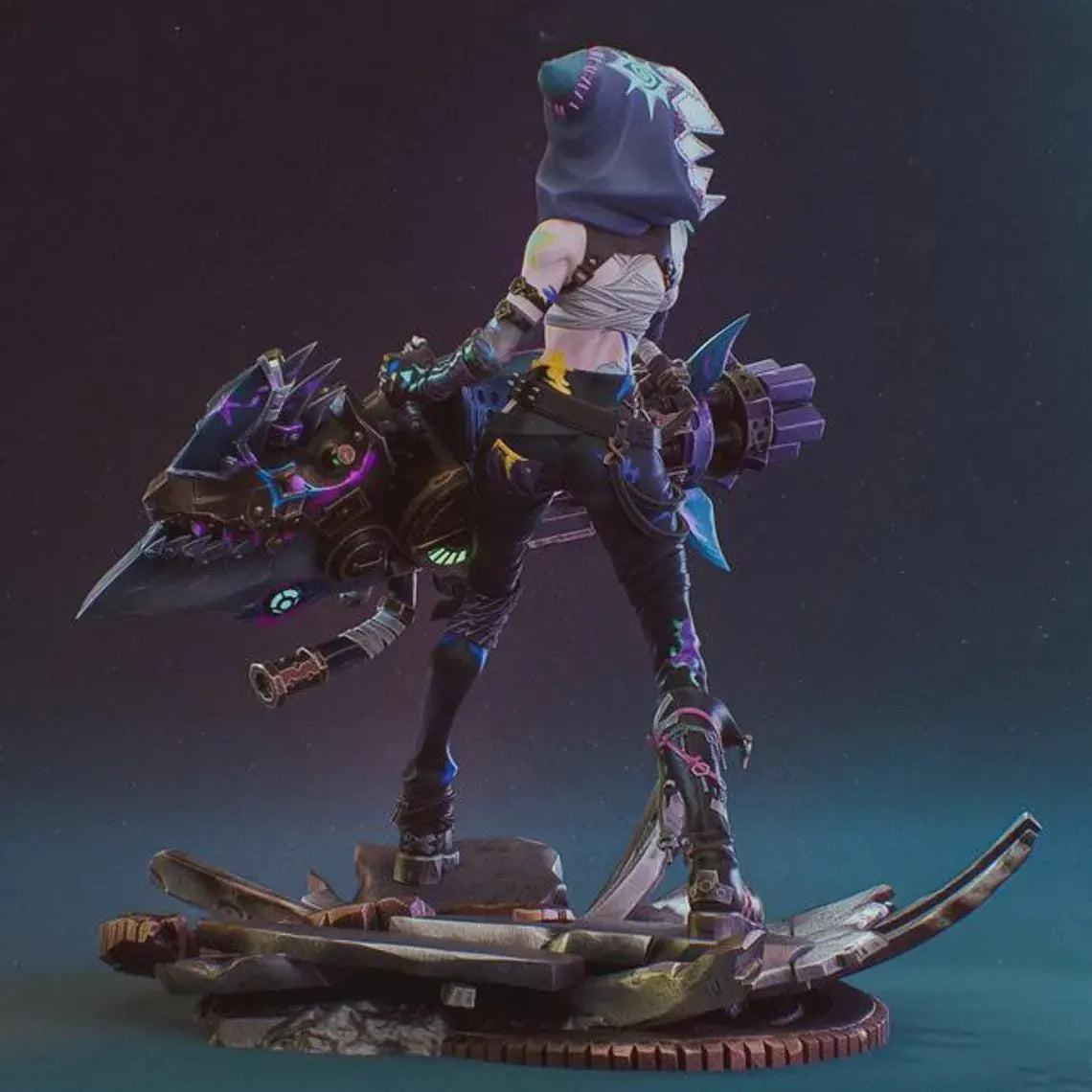 Fractured Jinx Statue Kit | League of Legends Resin Model | 1/8 Scale Unpainted Garage Kit