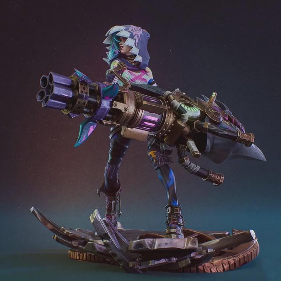 Fractured Jinx Statue Kit | League of Legends Resin Model | 1/8 Scale Unpainted Garage Kit