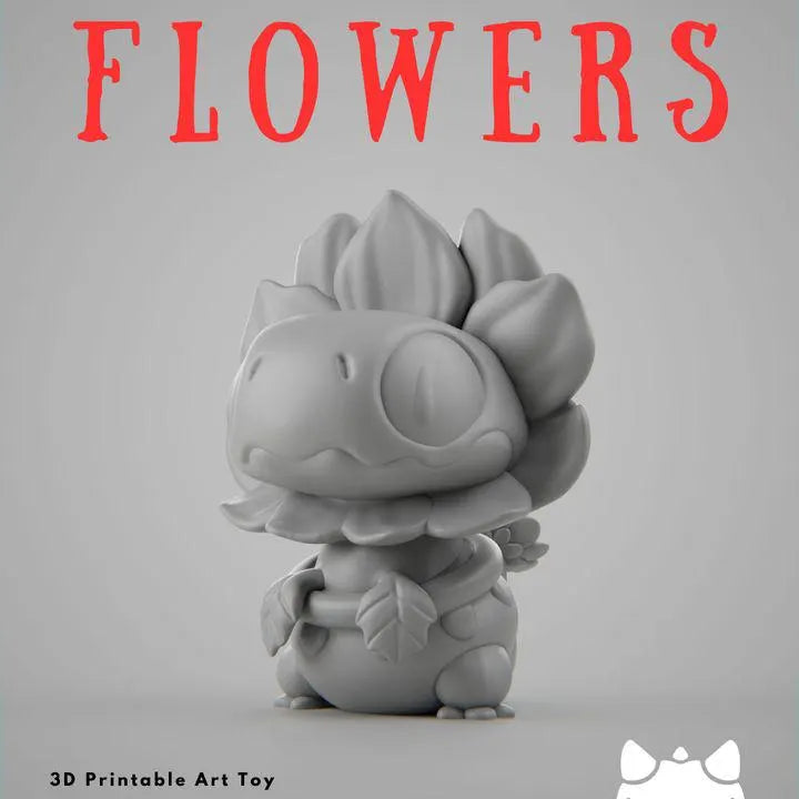 Flower Lizard Art Toy Set | Chibi Desktop Decor