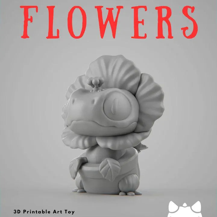 Flower Lizard Art Toy Set | Chibi Desktop Decor