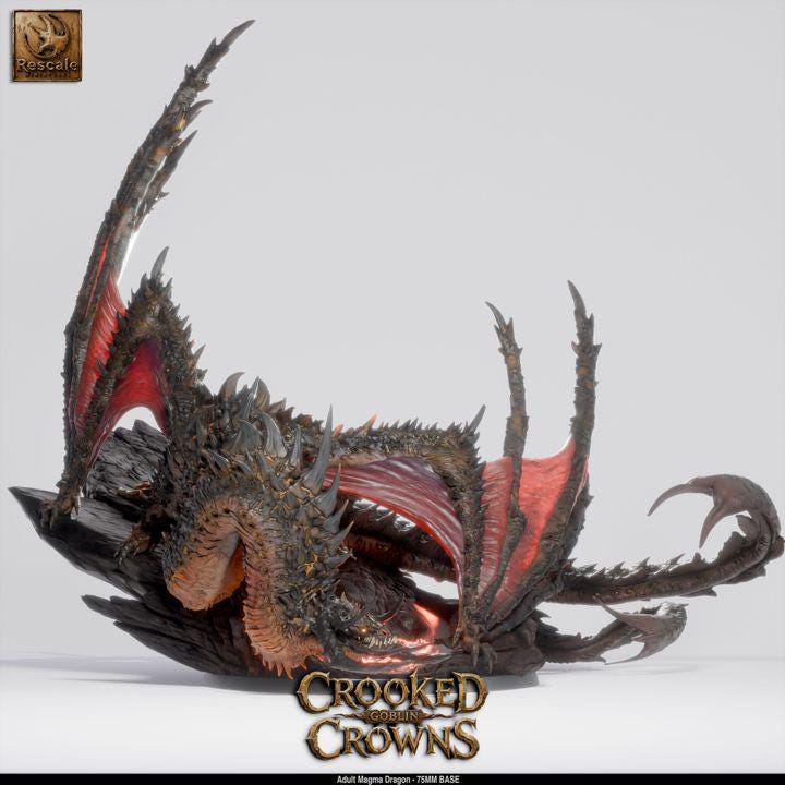 Volcanic Magma Dragon – Adult Dragon 75mm Base | Rescale Miniatures