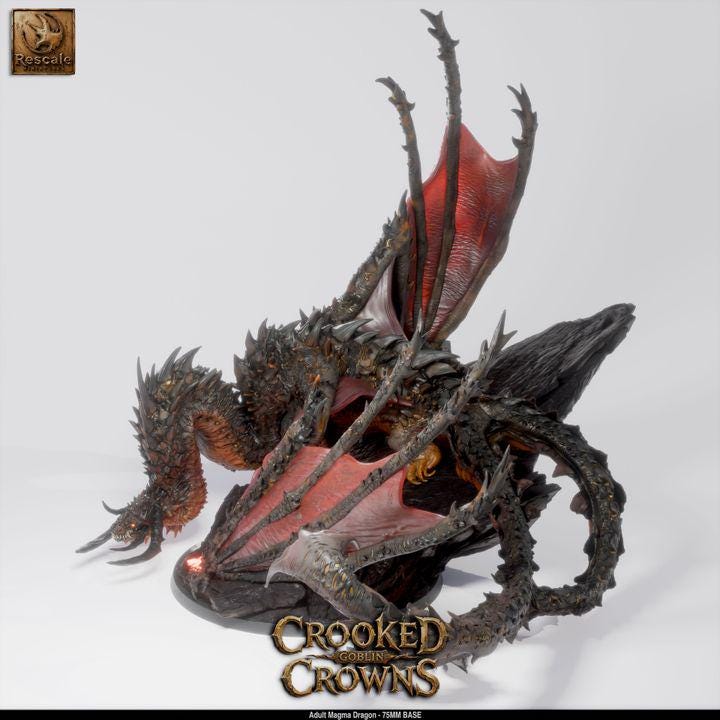 Volcanic Magma Dragon – Adult Dragon 75mm Base | Rescale Miniatures