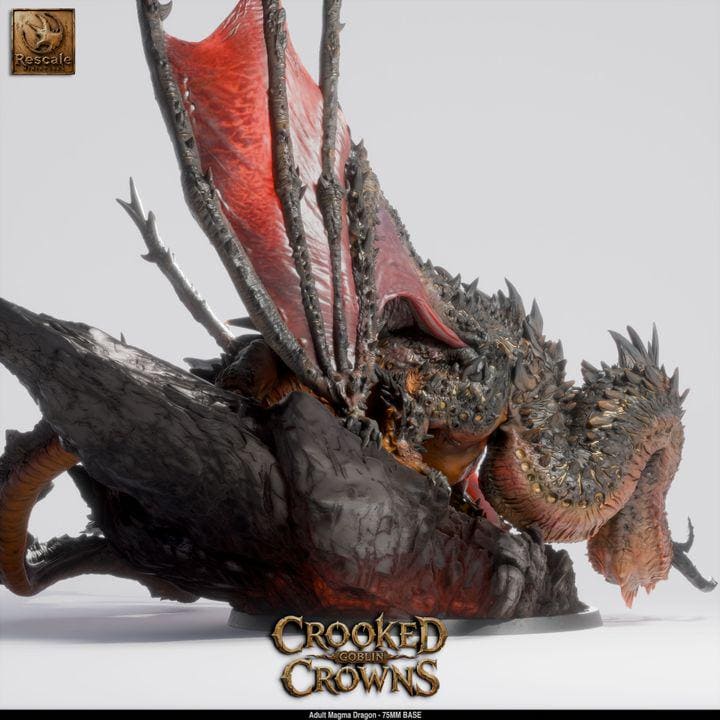 Volcanic Magma Dragon – Adult Dragon 75mm Base | Rescale Miniatures