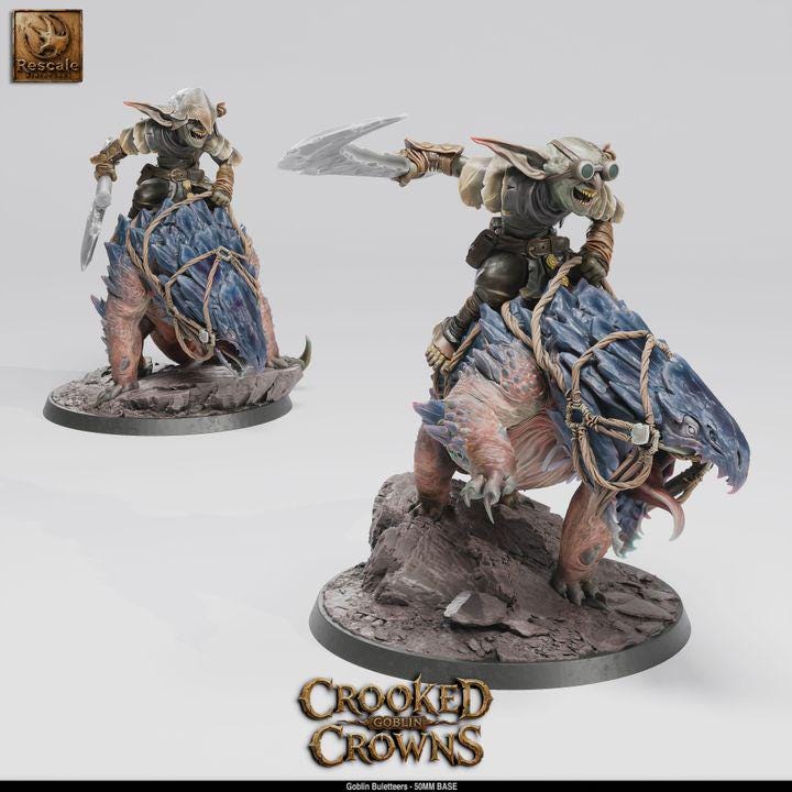 Goblin Buletteers Landshark Cavalry – 50mm Base Squad | Crooked Crowns