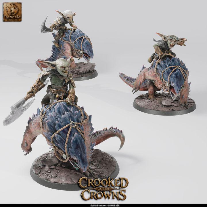 Goblin Buletteers Landshark Cavalry – 50mm Base Squad | Crooked Crowns