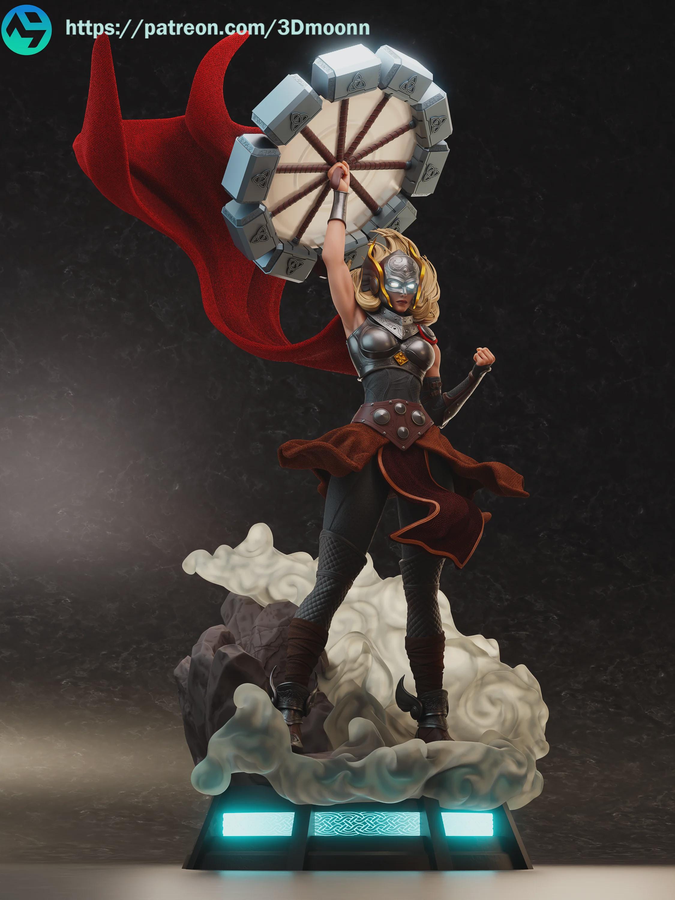 Female Thor Goddess Statue – 3D Printed Resin Collector Figure – 3Dmoonn Design