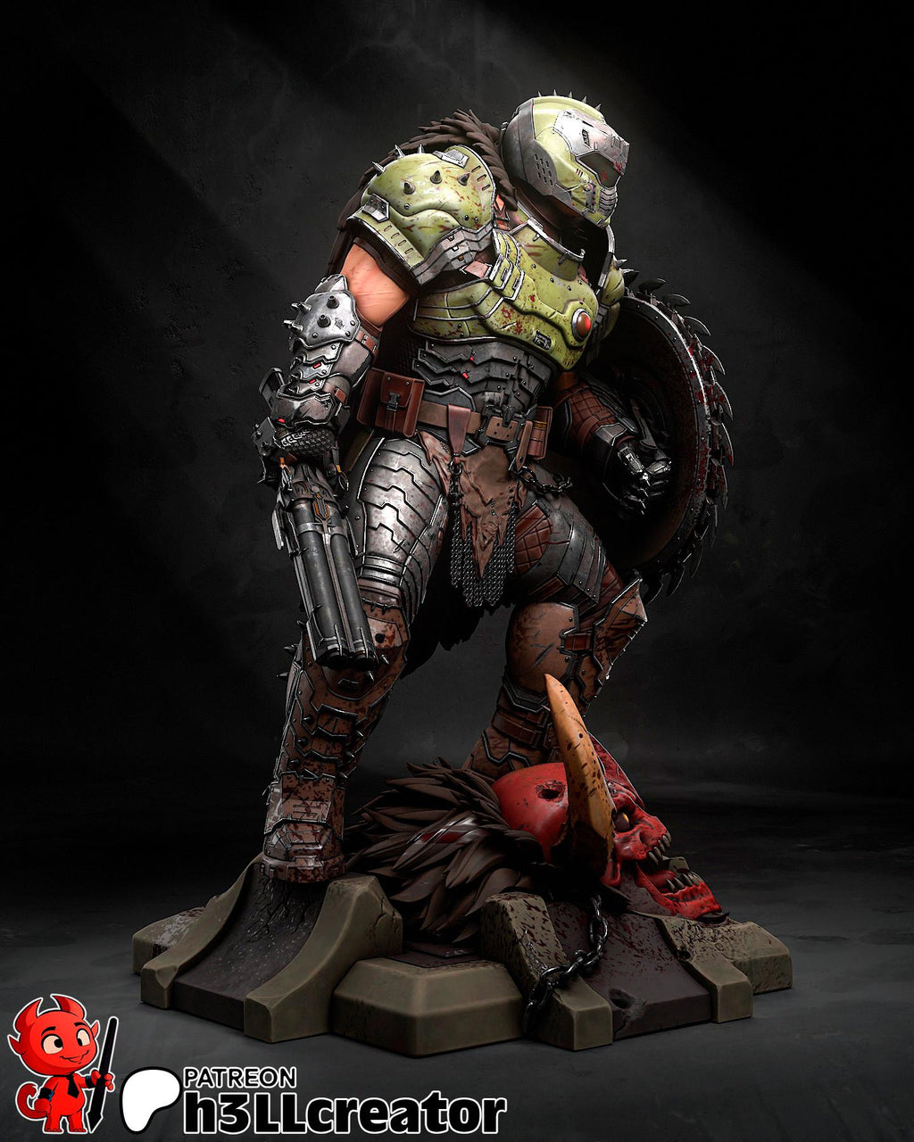 Doom Slayer Fantasy Statue – 3D Printed Resin Collector Figure (1:12 Scale)