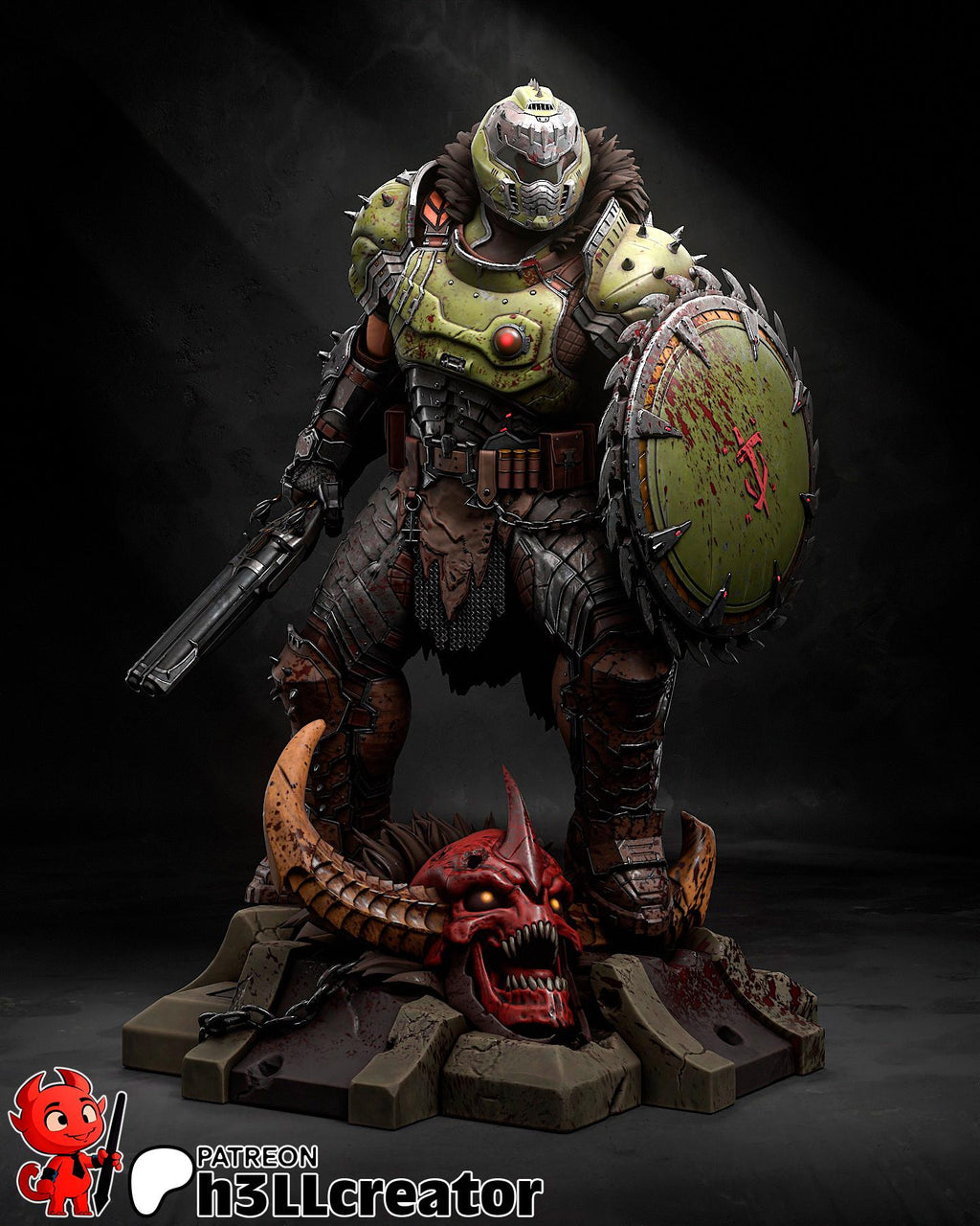 Doom Slayer Fantasy Statue – 3D Printed Resin Collector Figure (1:12 Scale)