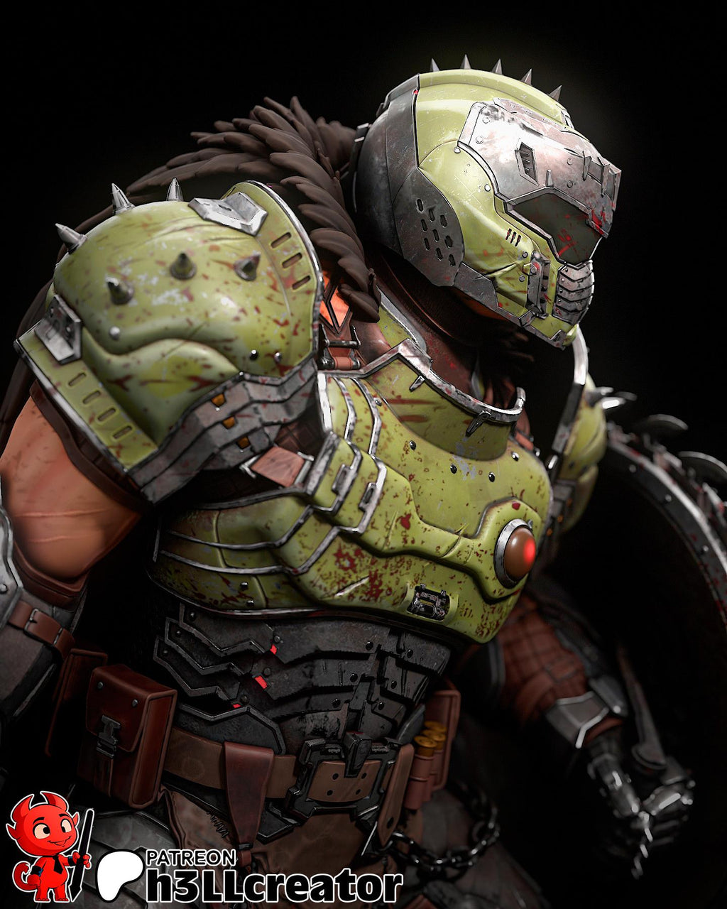 Doom Slayer Fantasy Statue – 3D Printed Resin Collector Figure (1:12 Scale)