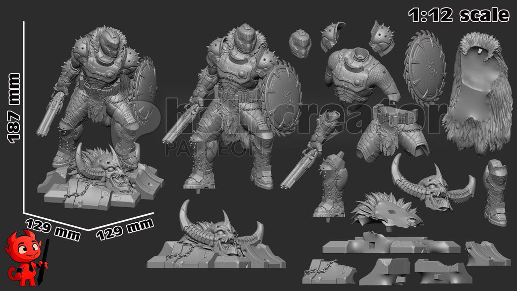 Doom Slayer Fantasy Statue – 3D Printed Resin Collector Figure (1:12 Scale)