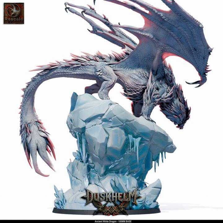 Ancient White Dragon – 100mm Base – Premium Resin Display Miniature