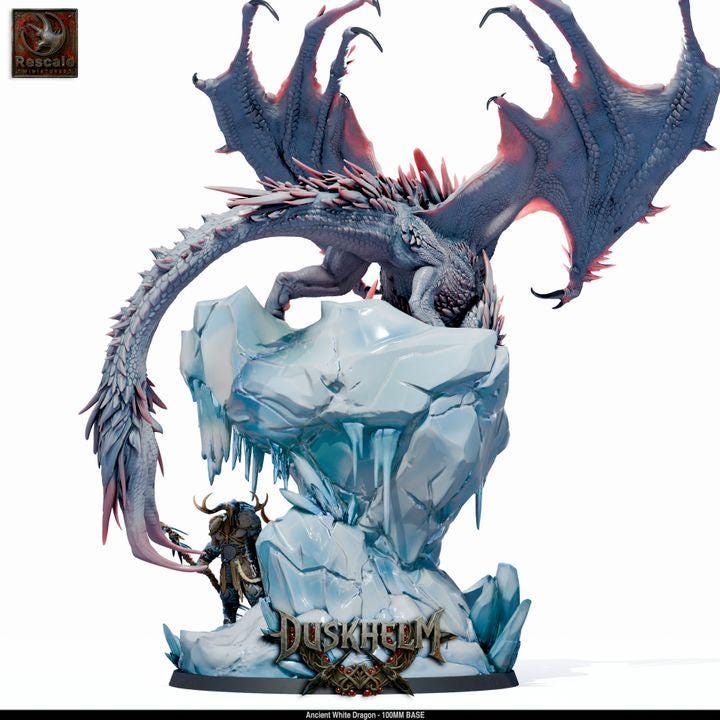 Ancient White Dragon – 100mm Base – Premium Resin Display Miniature