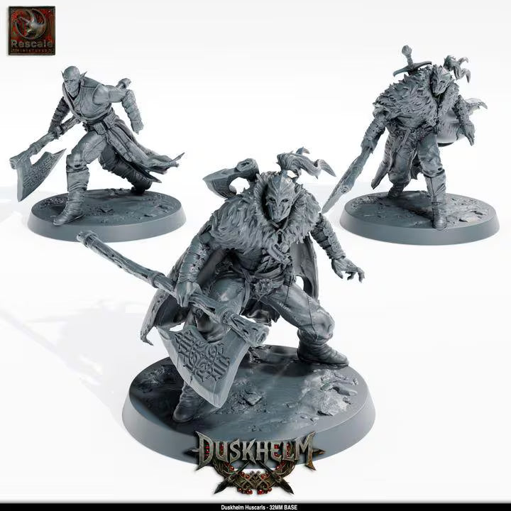 Duskhelm Huscarls Resin Miniature Set - Fantasy Tabletop RPG Infantry, 32mm Scale