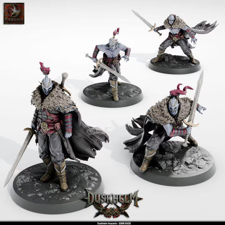 Duskhelm Huscarls Resin Miniature Set - Fantasy Tabletop RPG Infantry, 32mm Scale