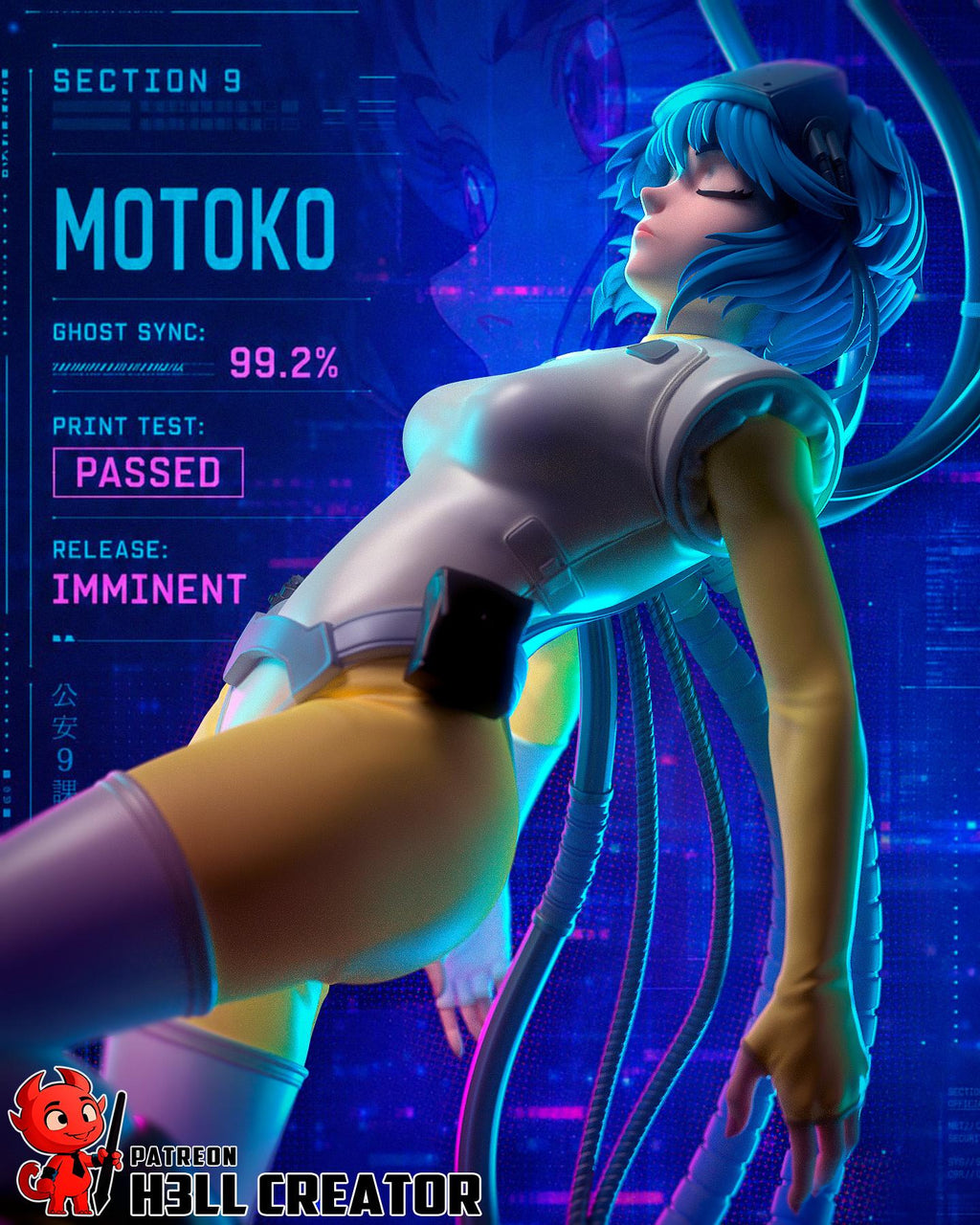 Motoko Kusranagi Cyberpunk Cyborg Major | 1:10 Scale 221mm Sci-Fi Anime Resin Statue