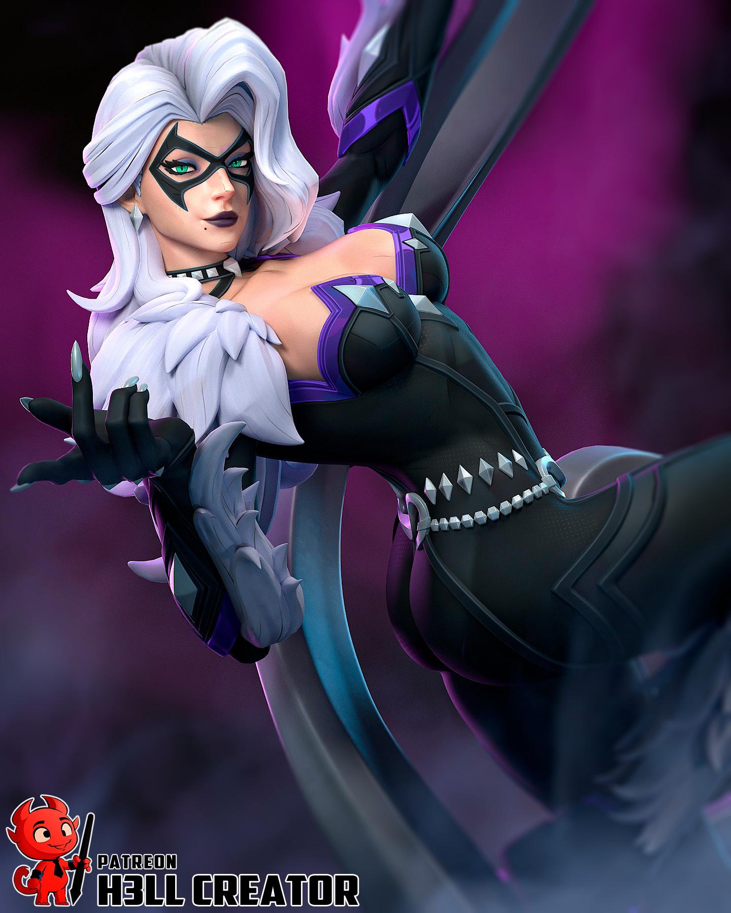 Black Cat Statue 1:10 Scale | 16K Ultra Detail Resin Figure | Marvel Rivals Fan Art Spider-Verse Collectible