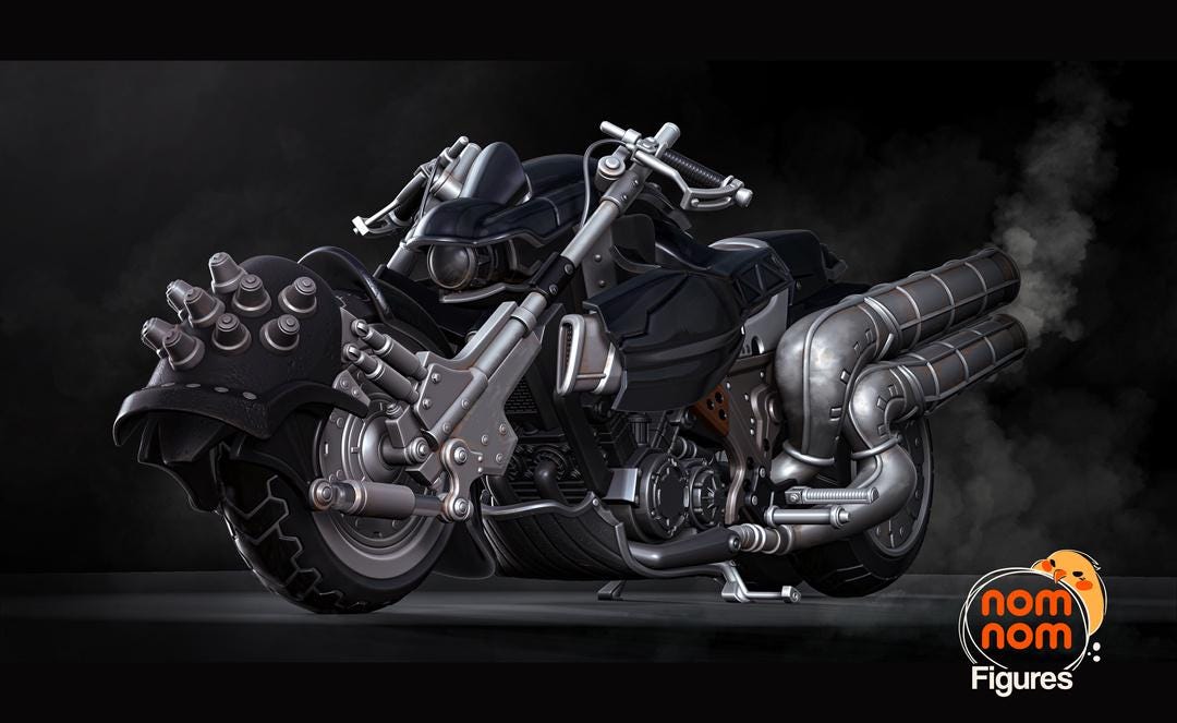 Hardy-Daytona Replica Statue | Final Fantasy VII Industrial Bike |  3D Printed Collectible | BillyBonesEmporium
