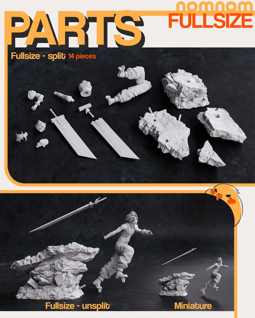 Cloud Strife Resin Statue – Final Fantasy VII Fan Art Collectible Display Piece