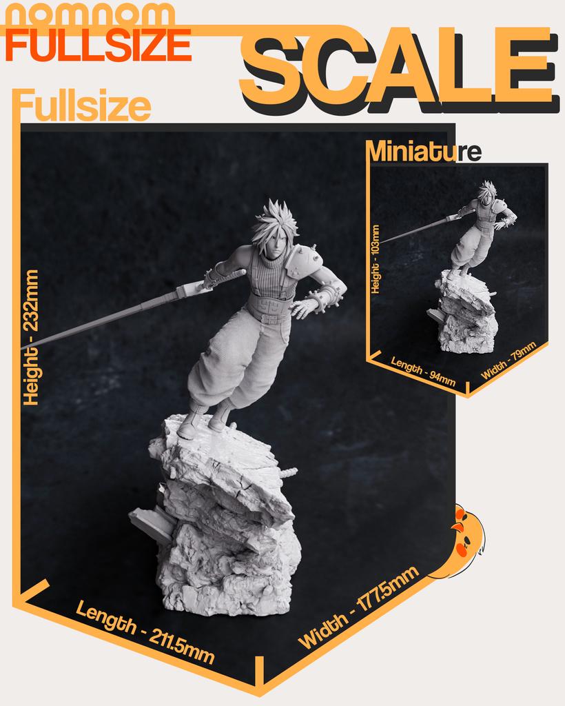 Cloud Strife Resin Statue – Final Fantasy VII Fan Art Collectible Display Piece