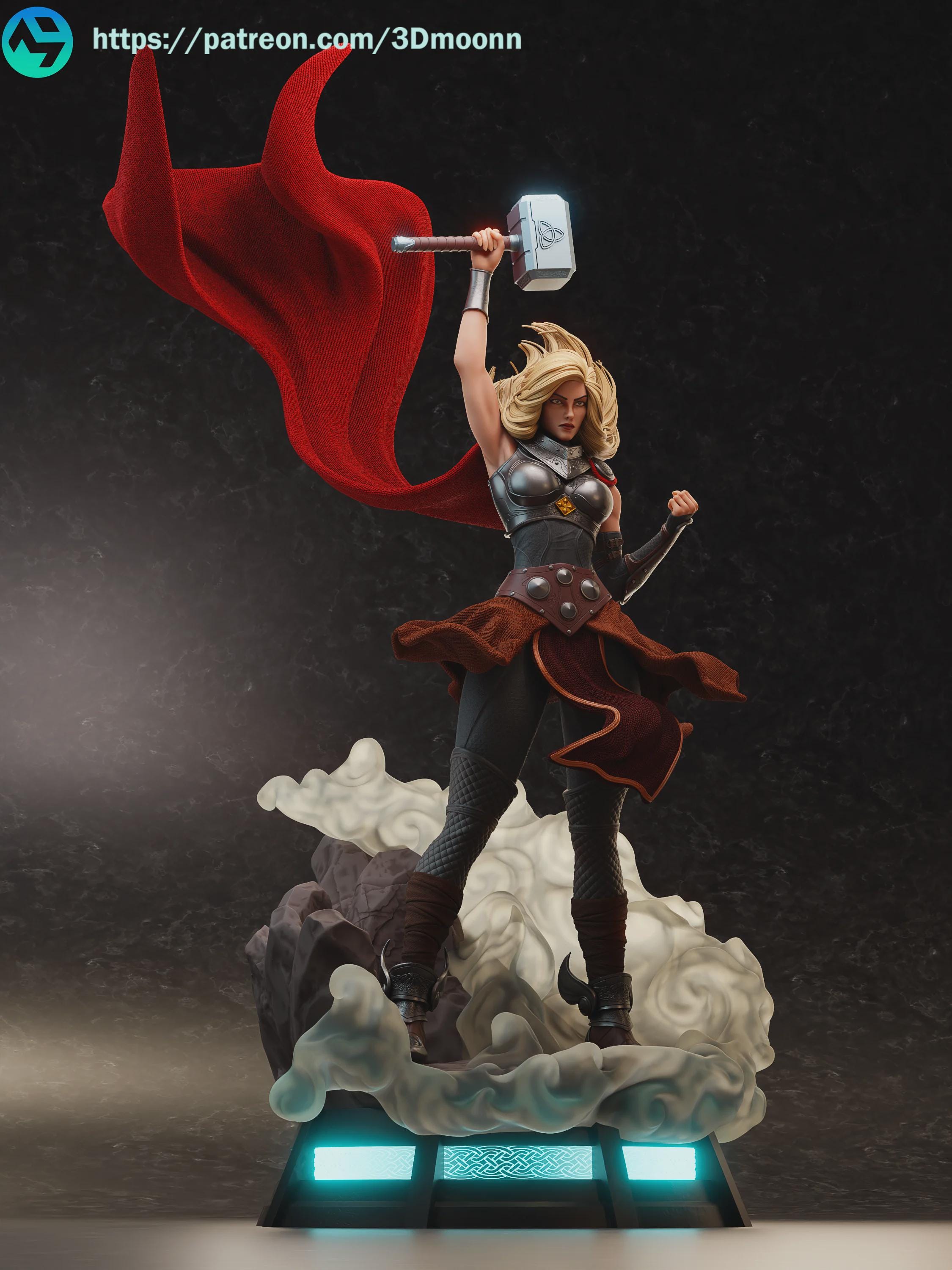 Female Thor Goddess Statue – 3D Printed Resin Collector Figure – 3Dmoonn Design