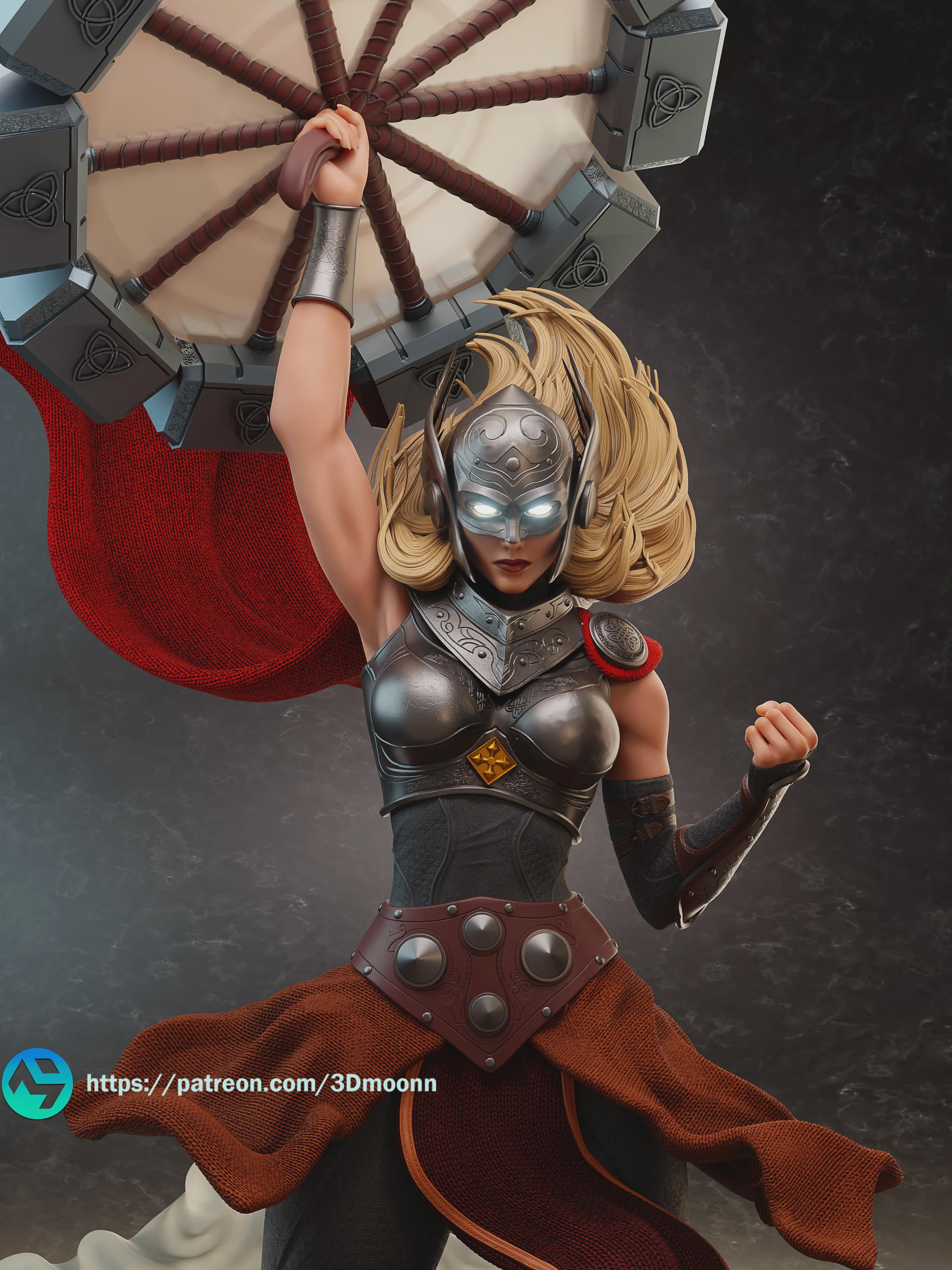 Female Thor Goddess Statue – 3D Printed Resin Collector Figure – 3Dmoonn Design