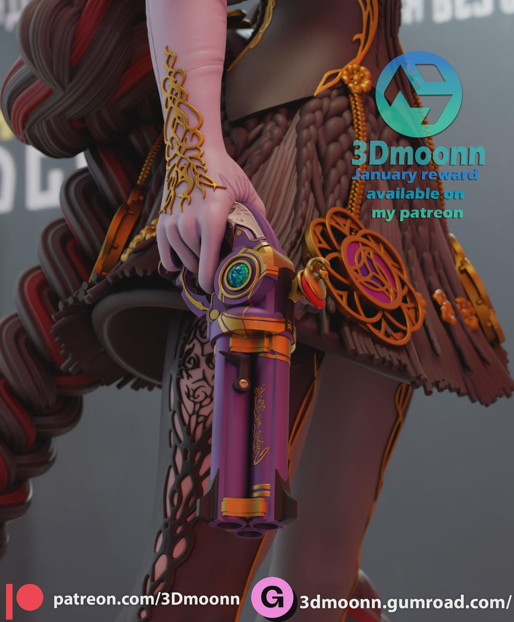 Bayonetta Stylized Statue – 3D Printed Resin Model by 3Dmoonn – High-Detail Collector’s Figure
