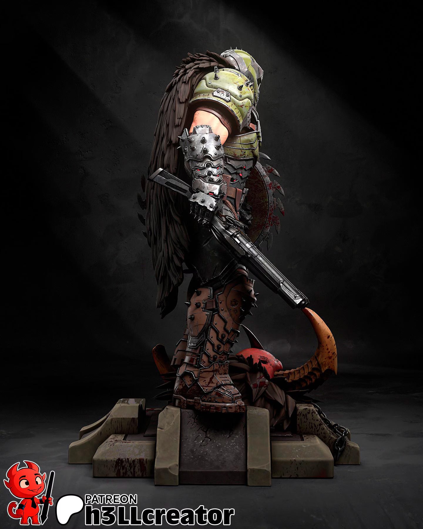 Doom Slayer Fantasy Statue – 3D Printed Resin Collector Figure (1:12 Scale)