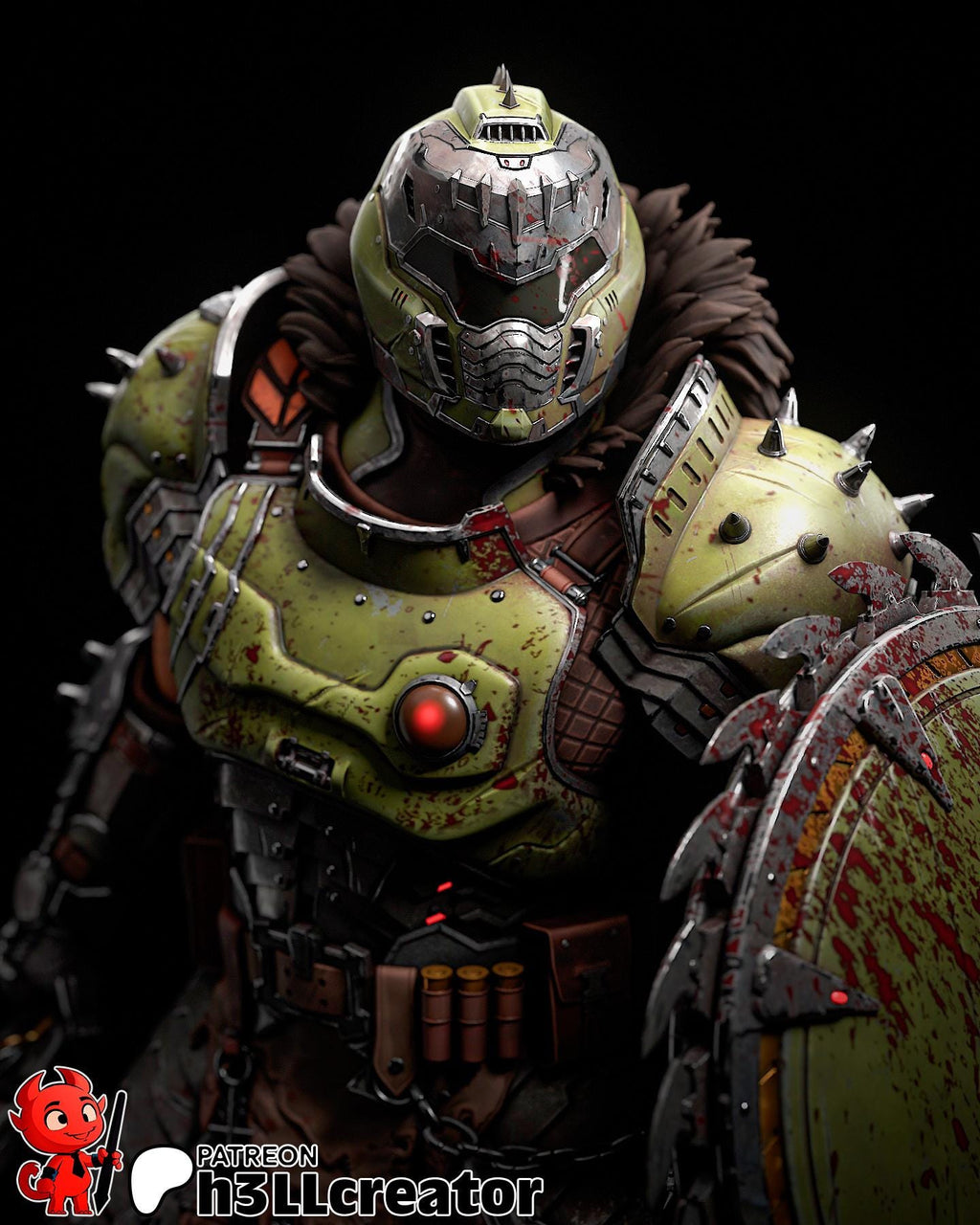 Doom Slayer Fantasy Statue – 3D Printed Resin Collector Figure (1:12 Scale)