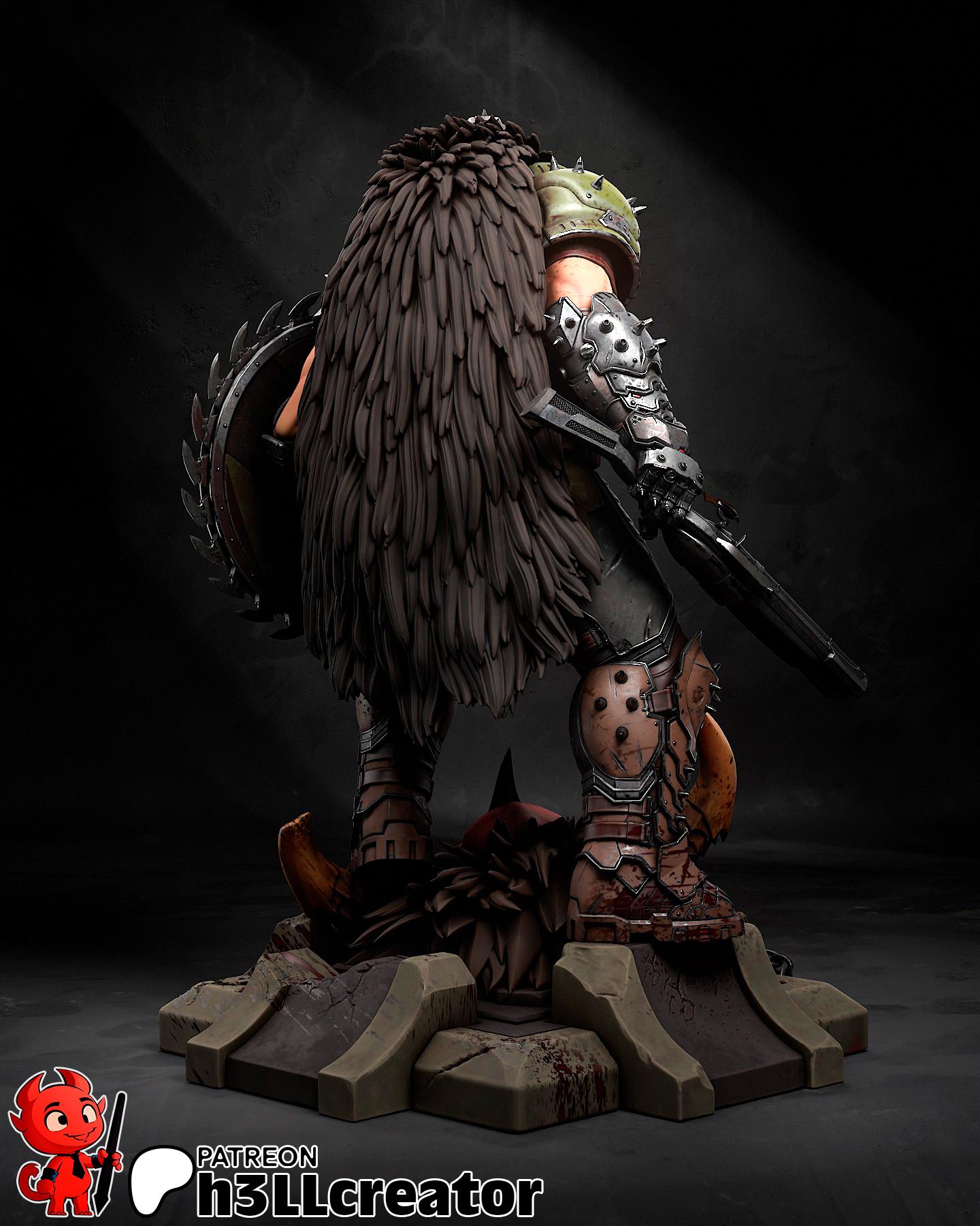 Doom Slayer Fantasy Statue – 3D Printed Resin Collector Figure (1:12 Scale)