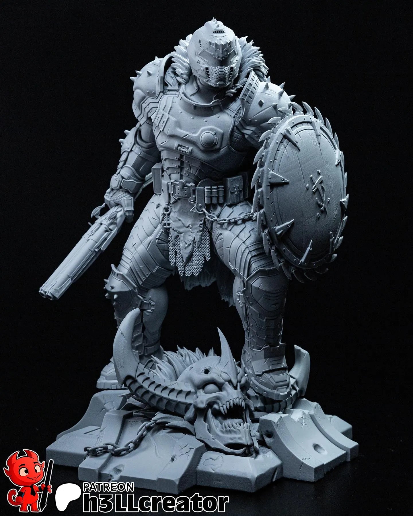 Doom Slayer Fantasy Statue – 3D Printed Resin Collector Figure (1:12 Scale)