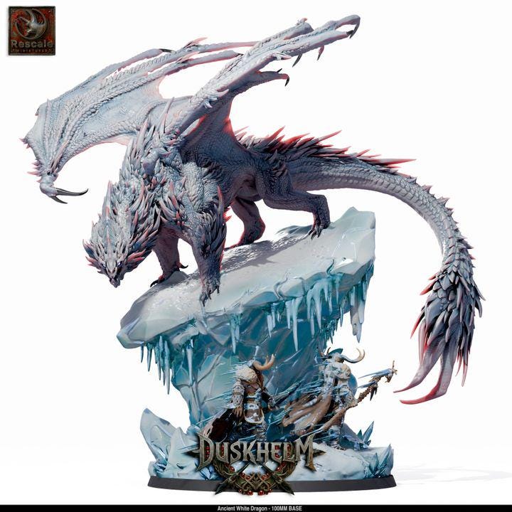 Ancient White Dragon – 100mm Base – Premium Resin Display Miniature