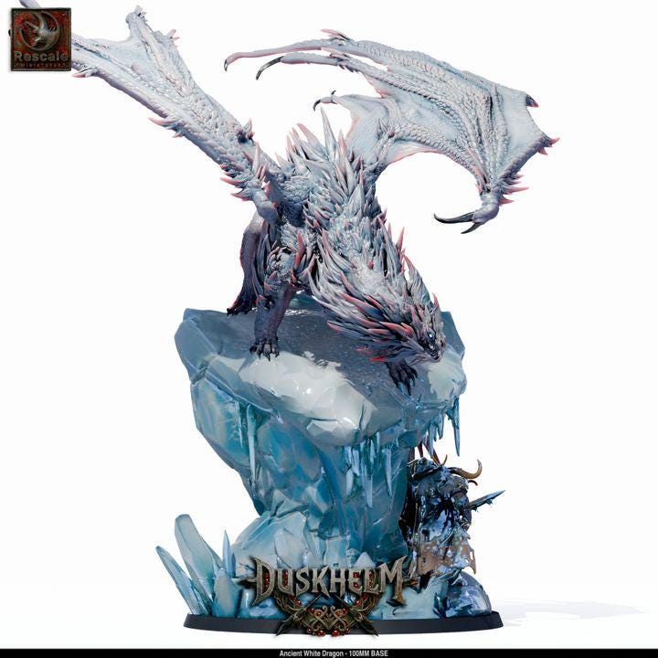 Ancient White Dragon – 100mm Base – Premium Resin Display Miniature