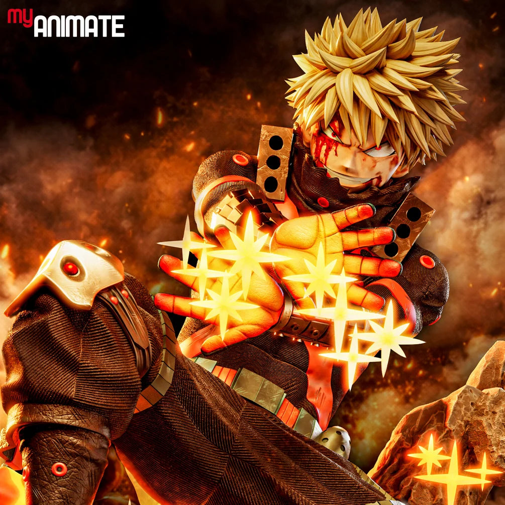Katsuki Bakugo (My Hero Academia) Custom Resin Statue – 1/8 Scale Action Figure with Comic FX "BOOOM" Base