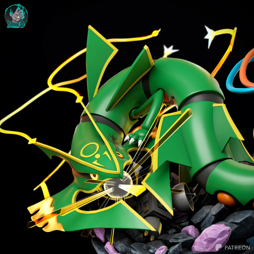Rayquaza vs. Deoxys (Clash in the Stratosphere) - Pokémon | High-Precision 3D Printed Resin Diorama Statue
