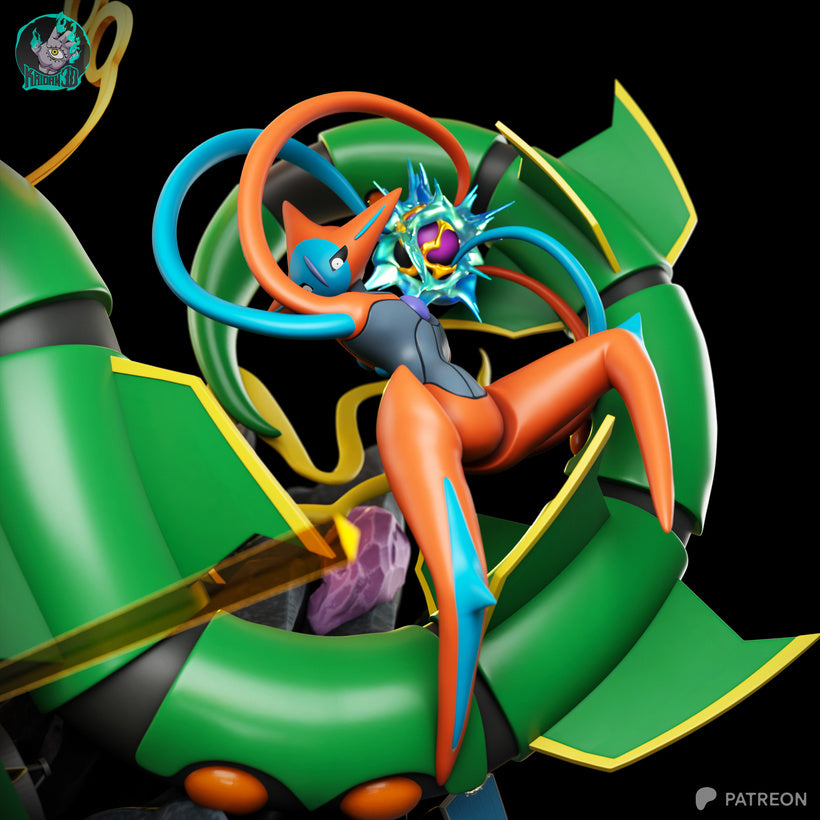 Rayquaza vs. Deoxys (Clash in the Stratosphere) - Pokémon | High-Precision 3D Printed Resin Diorama Statue
