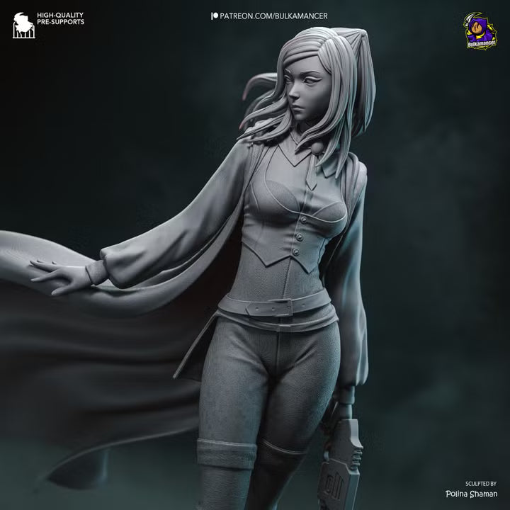 Gothic Investigator Cyberpunk Noir Heroine Resin Statue | Bulkamancer Garage Kit