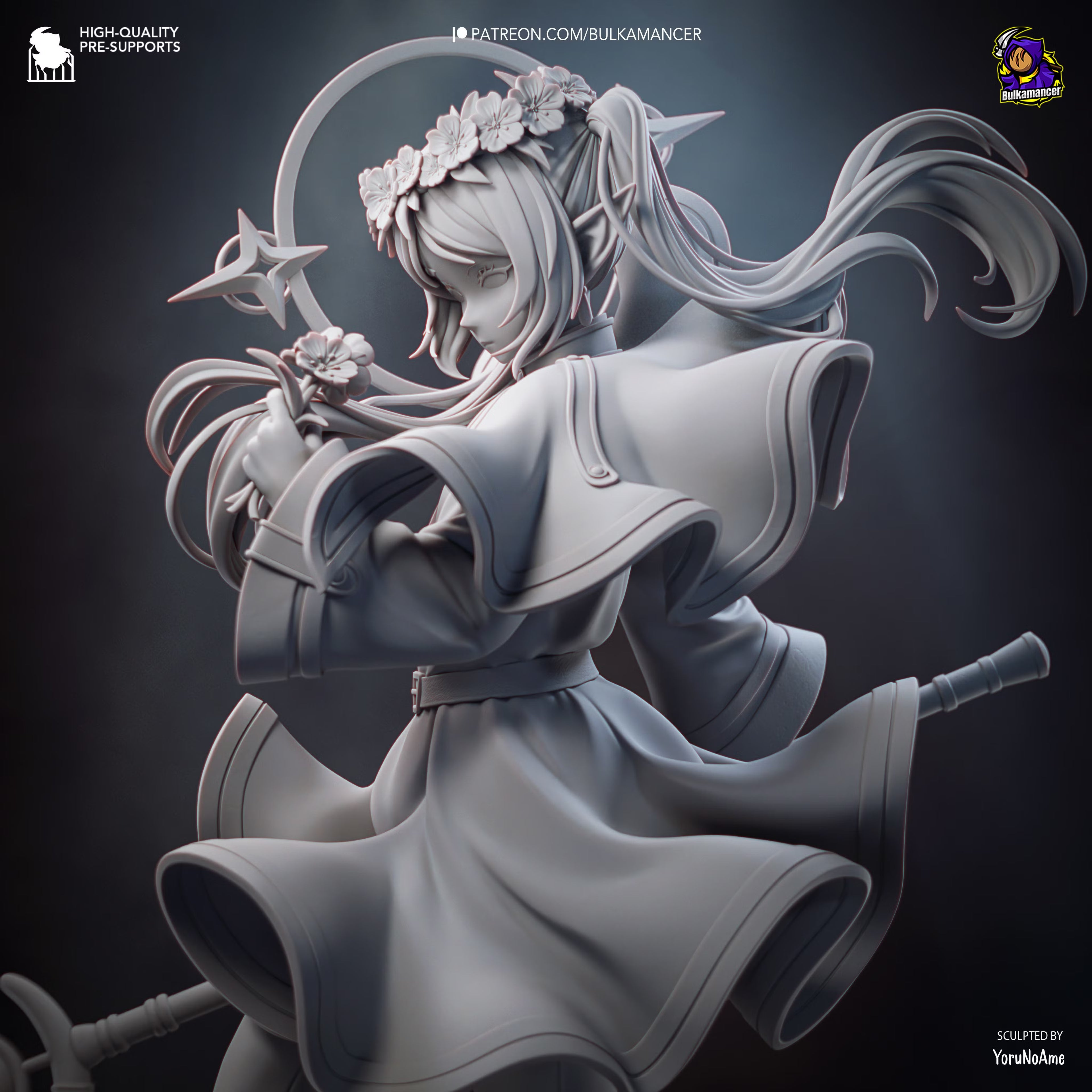 RetFrieren- Retracing the Past | Elven Mage Resin Statue / Garage Kit with Interchangeable Heads (Bulkamancer)