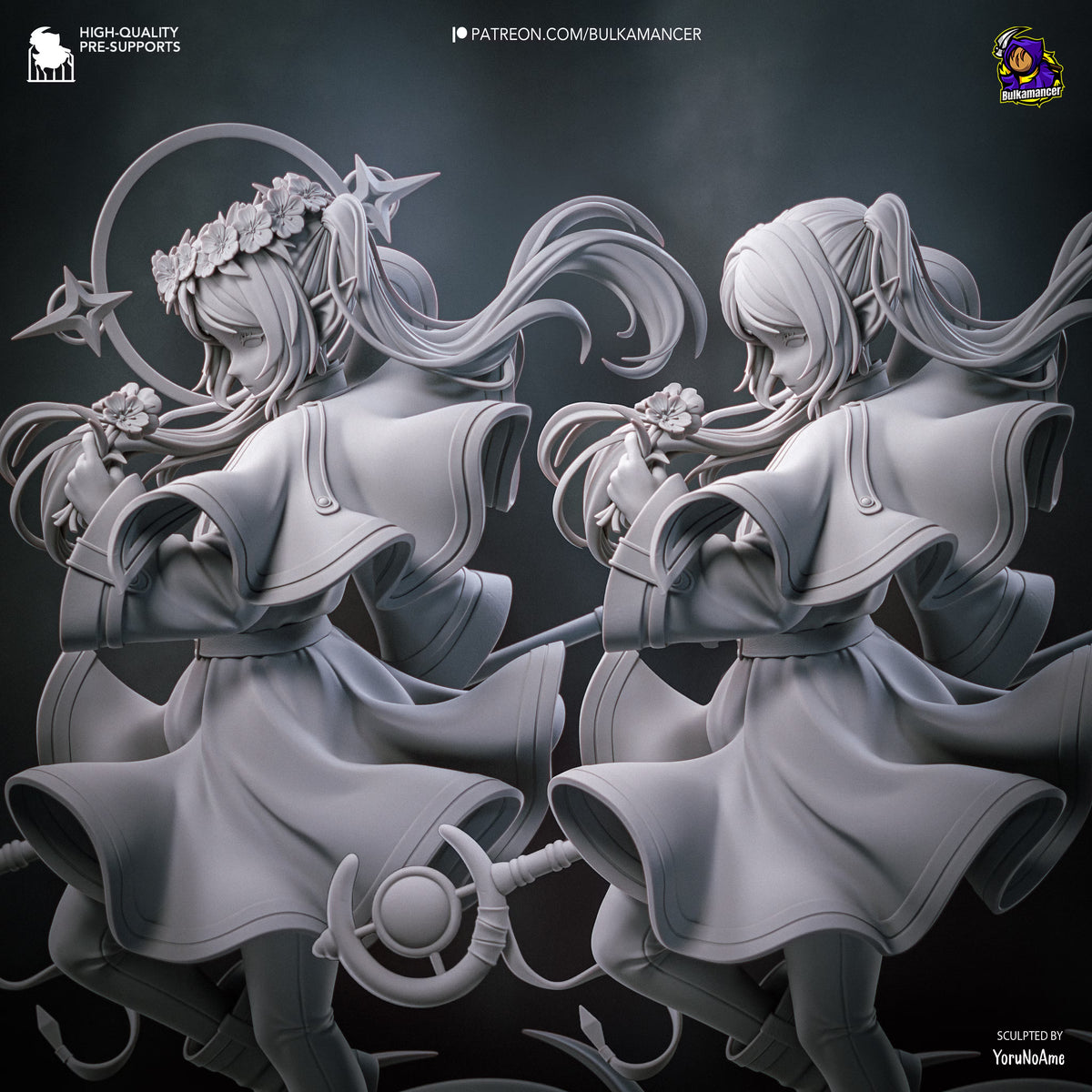 RetFrieren- Retracing the Past | Elven Mage Resin Statue / Garage Kit with Interchangeable Heads (Bulkamancer)