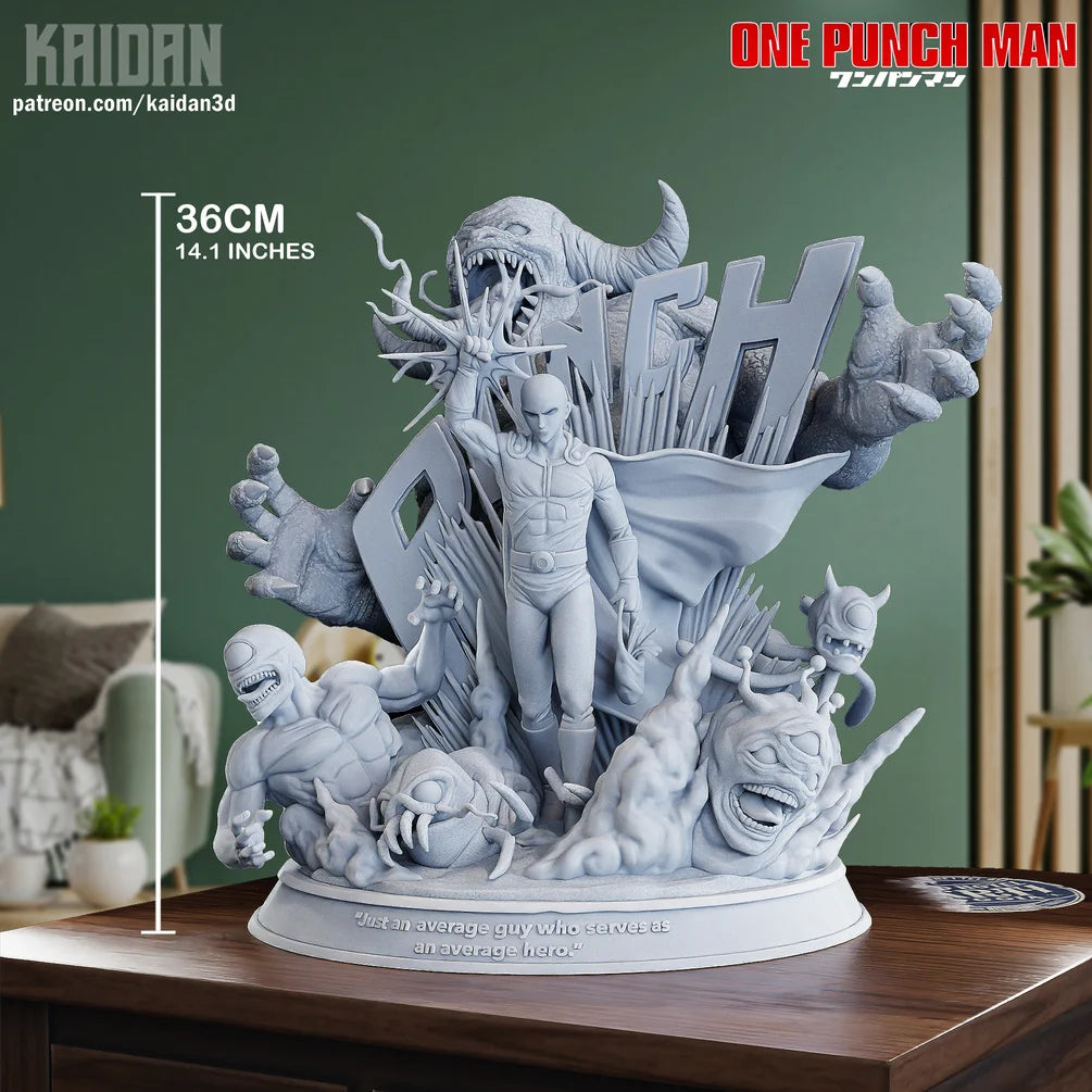 Saitama (One Punch Man) Action Diorama - One-Punch Man | High-Precision 3D Printed Resin Statue