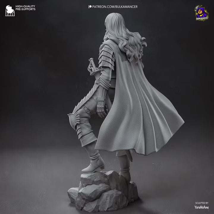 Silver Falcon Dark Fantasy Mercenary Commander Resin Statue | Bulkamancer
