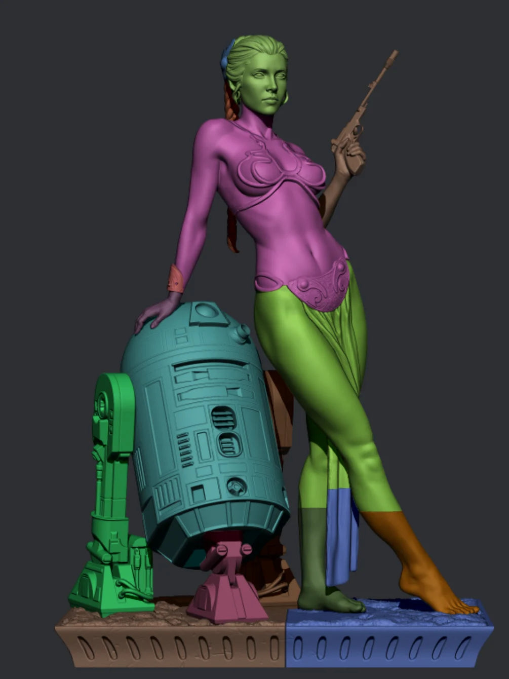 Star Wars - Princess Leia (Hutt Slayer) & Astromech Statue | 1/6 & 1/9 Scales | Raw, Primed & Painted Options